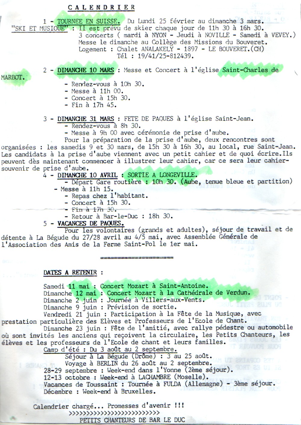 calandrier 1991