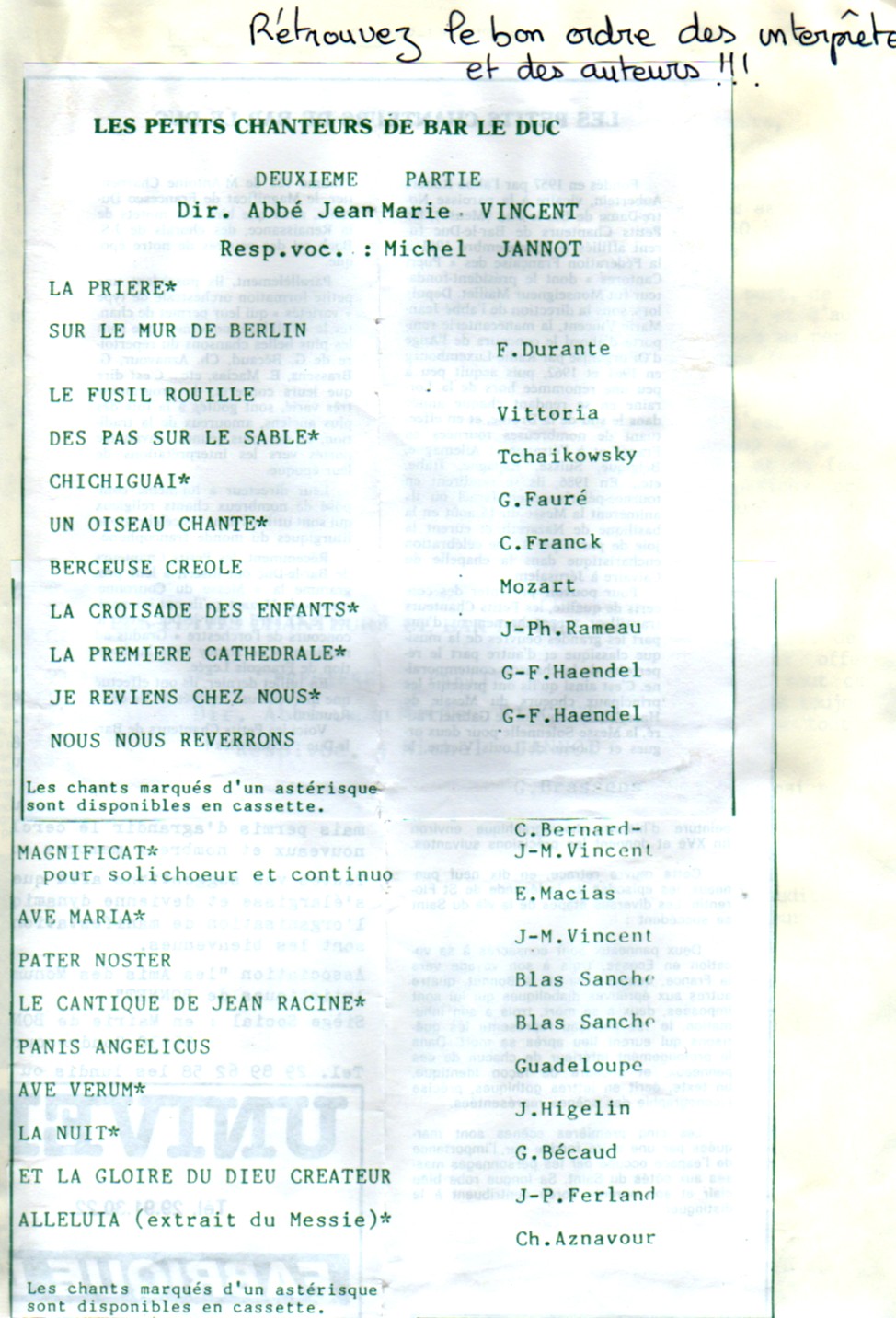 PROGRAMME DANS LE DESORDRE
