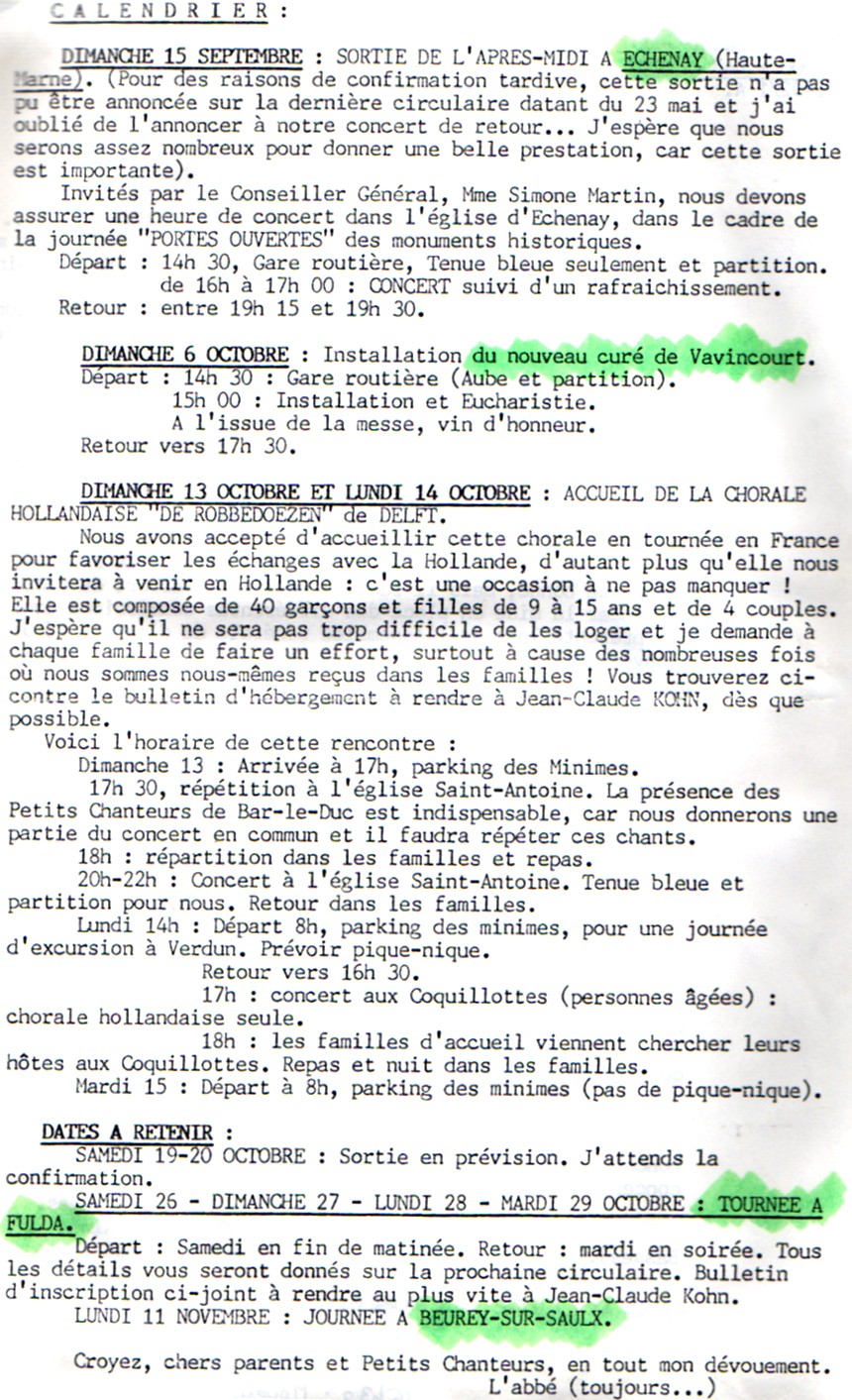 CALENDRIER 1991